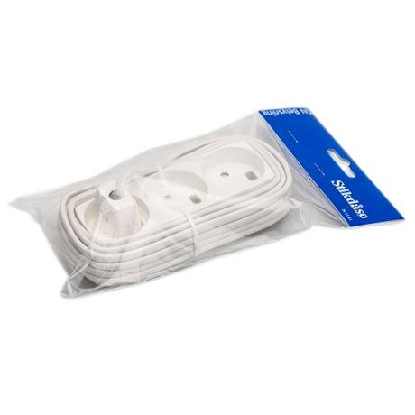 3-stikdse m/5m ledning hvid GN-pak #1