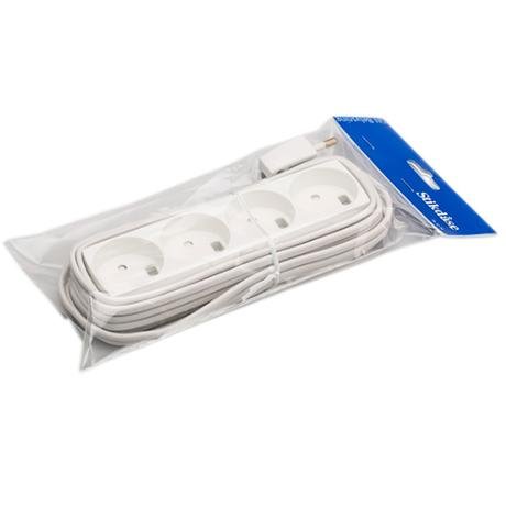 4-stikdse m/5m ledning hvid GN-pak #1