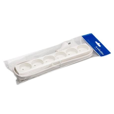 6-stikdse m/1,5m led.m/pillesikring hvid GN-pak #1