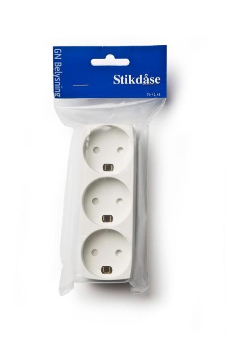 3-stikdse m/jord hvid GN-pak #1