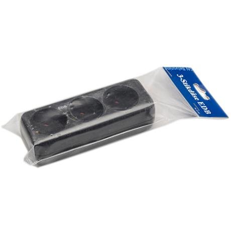 EDB 3-stikdse 10A 250V m/j Sort #1