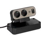 Estilo Duplex str�mskinne med oversp�ndingsbeskyttelse, 1x USB C, 1x USB A, 9x stik, s�lv/sort #1