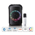 Karaokeanl�g med Bluetooth�, genopladeligt batteri, tr�dl�s karaokemikrofon og disco-LED-belysning Sort #1