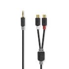 Stereo Audio kabel | 3.5 mm Hanstik | 2x RCA Hun | Guldplateret | 0.20 m | Runde | Antracit | Box #1