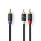 Subwoofer kabel | RCA Hanstik | 2x RCA Hanstik | Guldplateret | 3.00 m | Runde | 4.0 mm | Antracit | Box #1