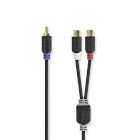 Subwoofer kabel | RCA Hanstik | 2x RCA Hun | Guldplateret | 0.20 m | Runde | 4.0 mm | Antracit | Box #1