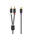 Stereo Audio kabel | 2x RCA Hanstik | RCA Hunstik | Guldplateret | 0.20 m | Runde | Antracit | Box #1