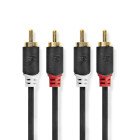 Stereo Audio kabel | 2x RCA Hanstik | 2x RCA Hanstik | Guldplateret | 0.50 m | Runde | Antracit | Box #1