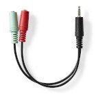 Stereo Audio kabel | 3.5 mm Hanstik | 2 x 3.5 mm Hunstik | Nikkelplateret | 0.20 m | Runde | Antracit | Box #1