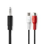 Stereo Audio kabel | 3.5 mm Hanstik | 2x RCA Hun | Nikkelplateret | 0.20 m | Runde | Box #1