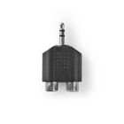 Stereo Audio Adapter | 3.5 mm Hanstik | 2x RCA Hun | Nikkelplateret | Lige | ABS | Sort | 1 stk. | Box #1