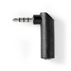 Stereo Audio Adapter | 3.5 mm Hanstik | 3.5 mm Hunstik | Nikkelplateret | Vinkel 90� | Metal | Sort | 1 stk. | Box #1