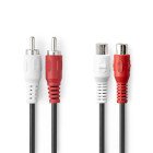 Stereo Audio kabel | 2x RCA Hanstik | 2x RCA Hun | Nikkelplateret | 2.00 m | Runde | Sort | Box #1