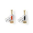 Banana Connector | Lige | Han | Guldplateret | Skru | Kabeldiameter: 7.4 mm | Zinc Alloy | S�lv | 2 stk. | Box #1