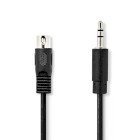 DIN Audio kabel | DIN 5-Pin Han | 3.5 mm Hanstik | Nikkelplateret | 1.00 m | Runde | PVC | Sort | Label #1