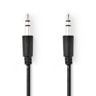 Stereo Audio kabel | 3.5 mm Hanstik | 3.5 mm Hanstik | Nikkelplateret | 1.00 m | Runde | Sort | Label #1