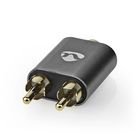 Stereo Audio Adapter | 2x RCA Hanstik | 3.5 mm Hunstik | Guldplateret | Lige | Aluminium | Gun Metal Gr� | 1 stk. | Cover Window Box #1