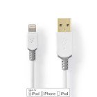 Lightning Kabel | USB 2.0 | Apple Lightning 8-pin | USB-A Han | 480 Mbps | Guldplateret | 1.00 m | Runde | PVC | Gr� / Hvid | Box #1