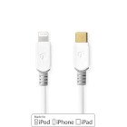 Lightning Kabel | USB 2.0 | Apple Lightning 8-pin | USB-C Han | 480 Mbps | Guldplateret | 1.00 m | Runde | PVC | Hvid | Box #1