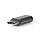 USB-C Adapter | USB 2.0 | USB-C Han | USB Micro-B Hun | 480 Mbps | Runde | Guldplateret | Antracit | Box #1