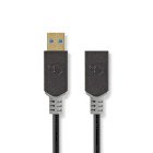 USB-kabel | USB 3.2 Gen 1 | USB-A Han | USB-A Hun | 5 Gbps | Guldplateret | 2.00 m | Runde | PVC | Antracit | Box #1
