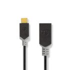 USB-C Adapter | USB 3.2 Gen 1 | USB-C Han | USB-A Hun | 5 Gbps | 0.15 m | Runde | Nikkelplateret | PVC | Antracit | Box #1