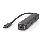 USB Multi-Port Adapter | 5-i-1 | USB 3.2 Gen 1 | USB-C Han | HDMI  -udgang / RJ45 Hun / 3x USB-A Hun | 5 Gbps | 0.20 m | Runde | Guldplateret | PVC | Antracit | Box #1