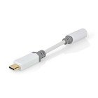 USB-C Adapter | USB 2.0 | USB-C Han | 3.5 mm Hunstik | 0.10 m | Runde | Guldplateret | PVC | Hvid | Box #1