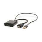 HDMI Adapter | HDMI Stik | DisplayPort Han / USB-A Han | Guldplateret | Lige | PVC | Sort | 1 stk. | Box #1