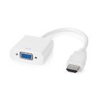 HDMI kabel | HDMI Stik | VGA Hun | 1080p | Nikkelplateret | 0.20 m | Lige | PVC | Hvid | Blister #1