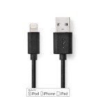 Lightning Kabel | USB 2.0 | Apple Lightning 8-pin | USB-A Han | 480 Mbps | Nikkelplateret | 1.00 m | Runde | PVC | Sort | Box #1