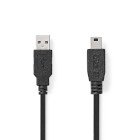 USB-kabel | USB 2.0 | USB-A Han | USB Mini-B 5-pins han | 480 Mbps | Nikkelplateret | 1.00 m | Runde | PVC | Sort | Box #1