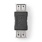 USB-A Adapter | USB 2.0 | USB-A Hun | USB-A Hun | 480 Mbps | Runde | Nikkelplateret | PVC | Sort | Box #1