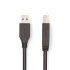 USB-kabel | USB 3.2 Gen 1 | USB-A Han | USB-B han | 5 Gbps | Nikkelplateret | 2.00 m | Runde | PVC | Sort | Box #1