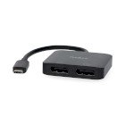 USB-C Adapter | USB 3.2 Gen 1 | USB-C Han | 2x Displayport Female | 4K@60Hz | 0.20 m | Runde | Nikkelplateret | PVC | Sort | Box #1
