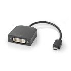 USB-C Adapter | USB 3.2 Gen 1 | USB-C Han | DVI-D 24+1-Pins Hun | 1080p | 0.20 m | Runde | Nikkelplateret | PVC | Sort | Box #1