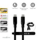 USB-kabel | USB 3.2 Gen 2 | USB-C Han | USB-C Han | 240 W | 8K@30Hz | 20 Gbps | Nikkelplateret | 1.00 m | Runde | Silikone | Sort | Box #1