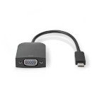 USB-C Adapter | USB 3.2 Gen 1 | USB-C Han | VGA Hun | 1920x1200 | 5 Gbps | 0.20 m | Runde | Nikkelplateret | PVC | Sort | Box #1