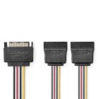 Intern Str�mkabel | SATA 15-Pin Han | 2x SATA 15-Pin Hun | Guldplateret | 0.15 m | Runde | PVC | Flerfarvet | Box #1