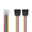 Intern Str�mkabel | Molex Han | 2x SATA 15-Pin Hun | Guldplateret | 0.15 m | Runde | PVC | Flerfarvet | Box #1