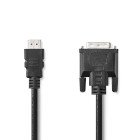 HDMI kabel | HDMI Stik | DVI-D 24 + 1-pin han | 1080p | Nikkelplateret | 2.00 m | Lige | PVC | Sort | Label #1