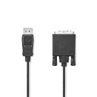 Displayport kabel | DisplayPort Han | DVI-D 24 + 1-pin han | 1080p | Nikkelplateret | 2.00 m | Runde | PVC | Sort | Label #1