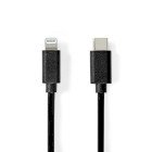 Lightning Kabel | USB 2.0 | Apple Lightning 8-pin | USB-C Han | 480 Mbps | Nikkelplateret | 1.00 m | Runde | PVC | Sort | Label #1