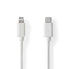 Lightning Kabel | USB 2.0 | Apple Lightning 8-pin | USB-C Han | 480 Mbps | Nikkelplateret | 1.00 m | Runde | PVC | Hvid | Label #1