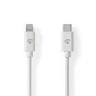 Lightning Kabel | USB 2.0 | Apple Lightning 8-pin | USB-C Han | 480 Mbps | Nikkelplateret | 2.00 m | Runde | PVC | Hvid | Label #1