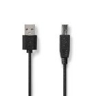 USB-kabel | USB 2.0 | USB-A Han | USB-B han | 480 Mbps | Nikkelplateret | 2.00 m | Runde | PVC | Sort | Label #1