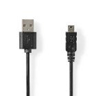 USB-kabel | USB 2.0 | USB-A Han | Mini 5-Pin Han | 480 Mbps | Nikkelplateret | 2.00 m | Runde | PVC | Sort | Label #1