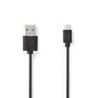 USB-kabel | USB 2.0 | USB-A Han | USB Micro-B han | 7.5 W | 480 Mbps | Nikkelplateret | 1.00 m | Runde | PVC | Sort | Label #1