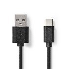 USB-kabel | USB 2.0 | USB-A Han | USB-C Han | 5 W | 480 Mbps | Nikkelplateret | 1.00 m | Runde | PVC | Sort | Label #1