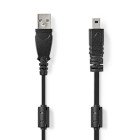 USB-kabel | USB 2.0 | USB-A Han | UC-E6 8-Pins Male | 480 Mbps | Nikkelplateret | 2.00 m | Runde | PVC | Sort | Label #1